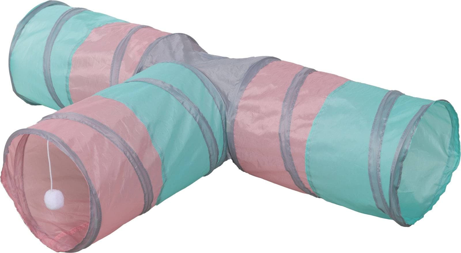 Trójkątny tunel dla kota turkusowy/różowy/szary 25x80x50 cm Kerbl