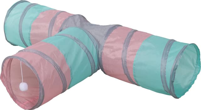 Trójkątny tunel dla kota turkusowy/różowy/szary 25x80x50 cm Kerbl