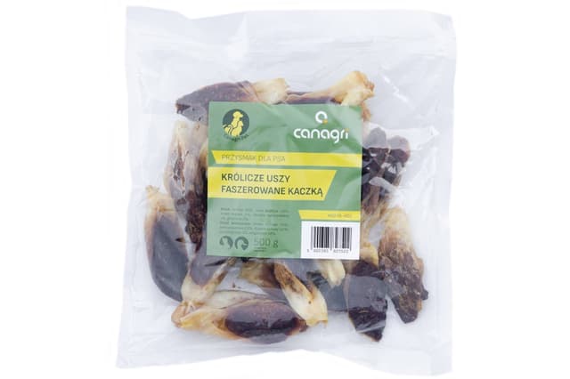 Królicze uszy faszerowane kaczką przysmak dla psa 500 g Can Agri