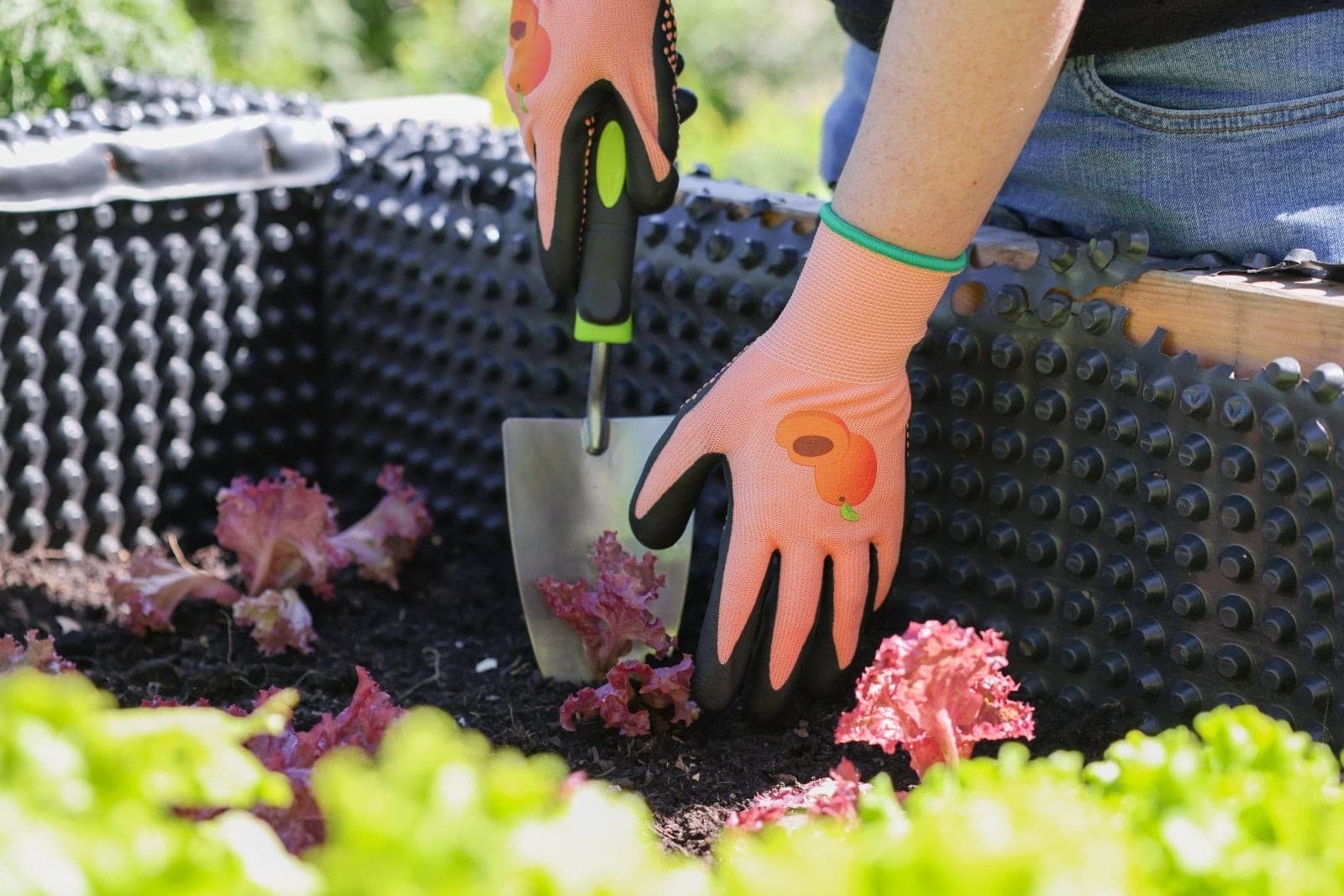 Rękawice ogrodowe z powłoką nitrylową Blossom, z wypustkami, morelowe, Kerbl