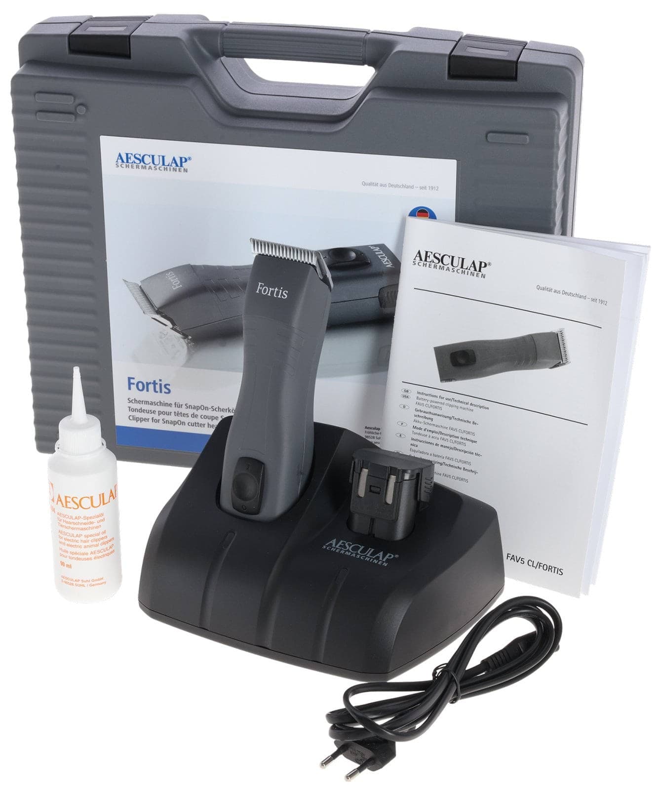 Maszynka do strzyżenia weterynaryjna Fortis 2 akumulatory szary