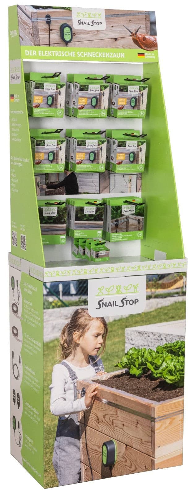 Ekspozytor z pakietem startowym elektryczne ogrodzenie przeciw ślimakom SnailStop, Kerbl