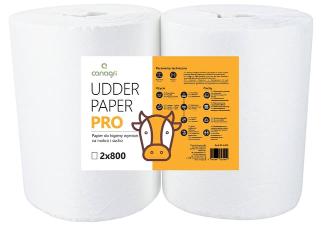 Papier do higieny wymion Udder Paper Pro, na mokro i sucho, 23 x 22 cm, 2 x 800 list., Can Agri