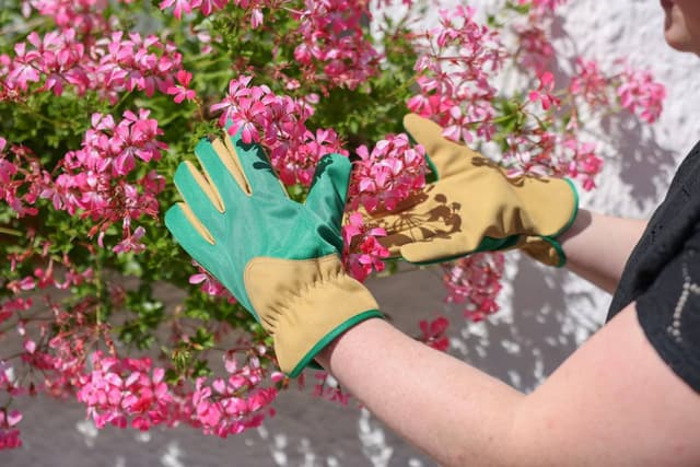 Rękawice ogrodnicze z mikrofibry zielono-brązowe rozmiar 10 Kerbl