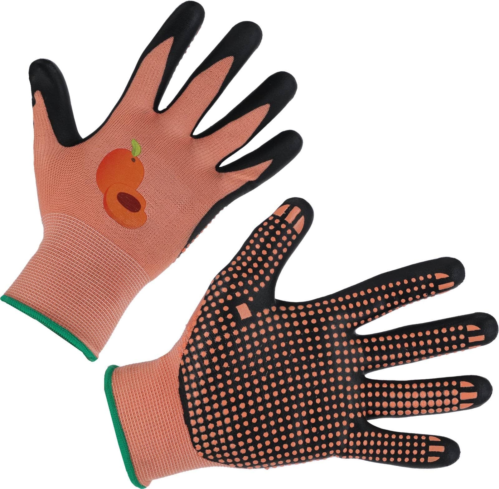 Rękawice ogrodowe Blossom nitrylowe z wypustkami morelowe rozmiar 6