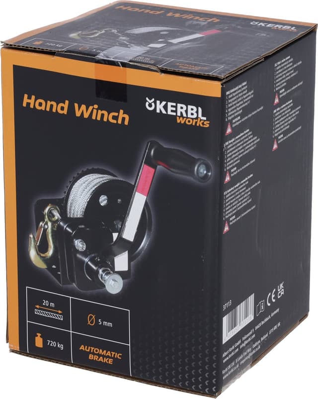 Wciągarka korbowa Kerbl z linką 20 m, obciążenie 727 kg