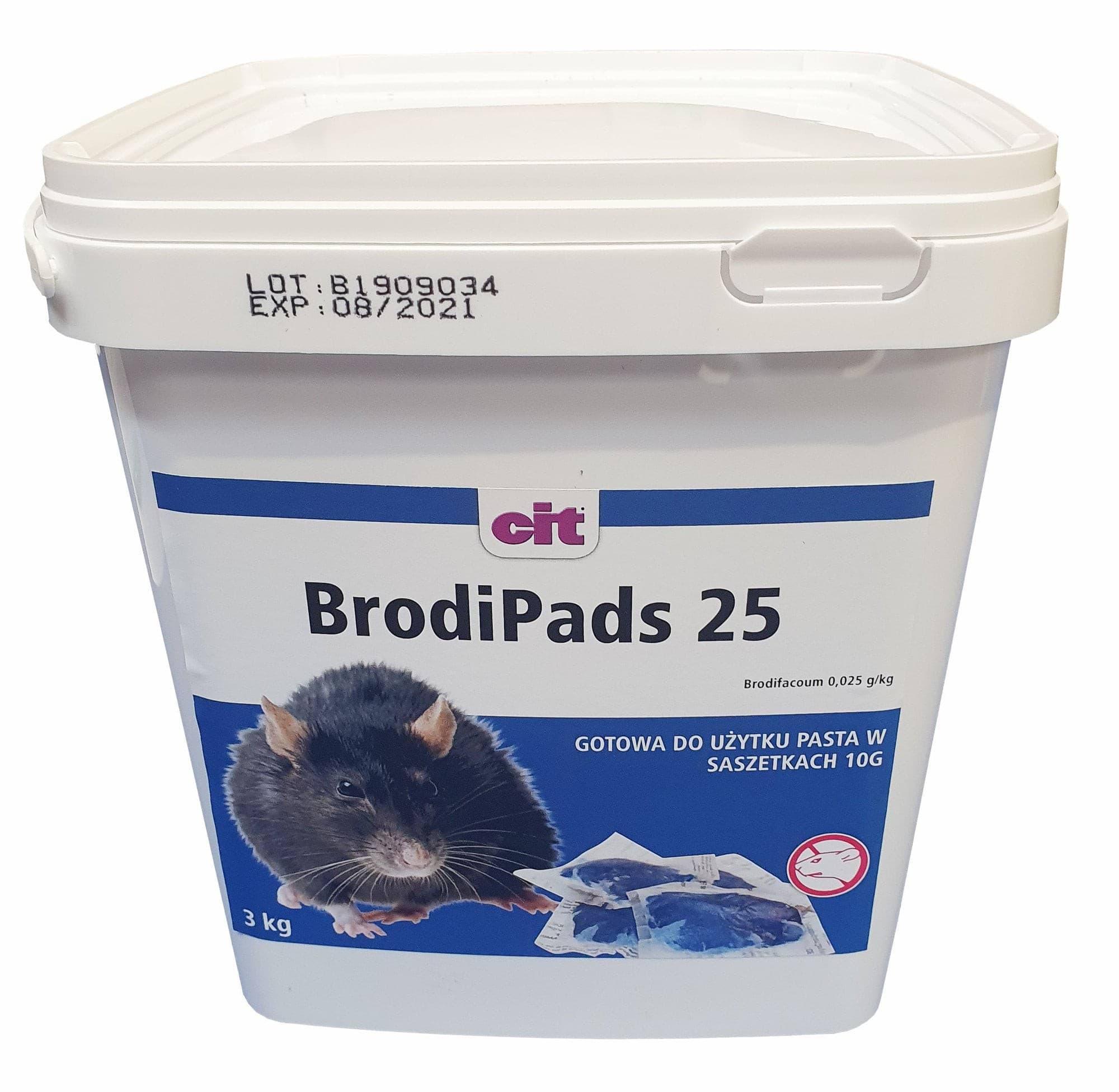 Trutka na myszy i szczury Brodipads 25, pasta 3 kg, CIT