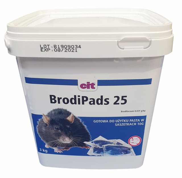 Trutka na myszy i szczury Brodipads 25, pasta 3 kg, CIT