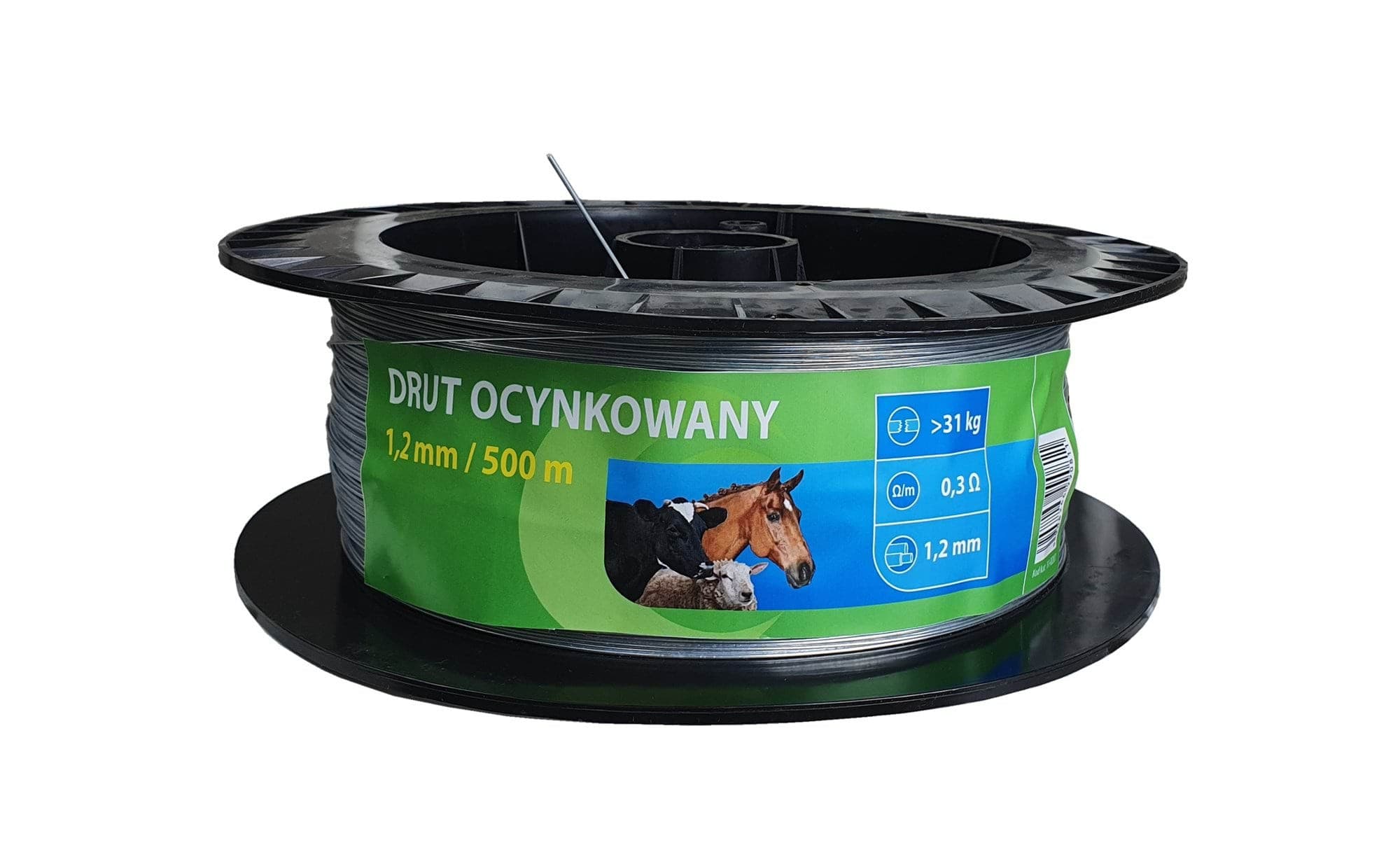 Drut ocynkowany do ogrodzeń elektrycznych dla koni i bydła, 1,2 mm, 500 m, Can Agri
