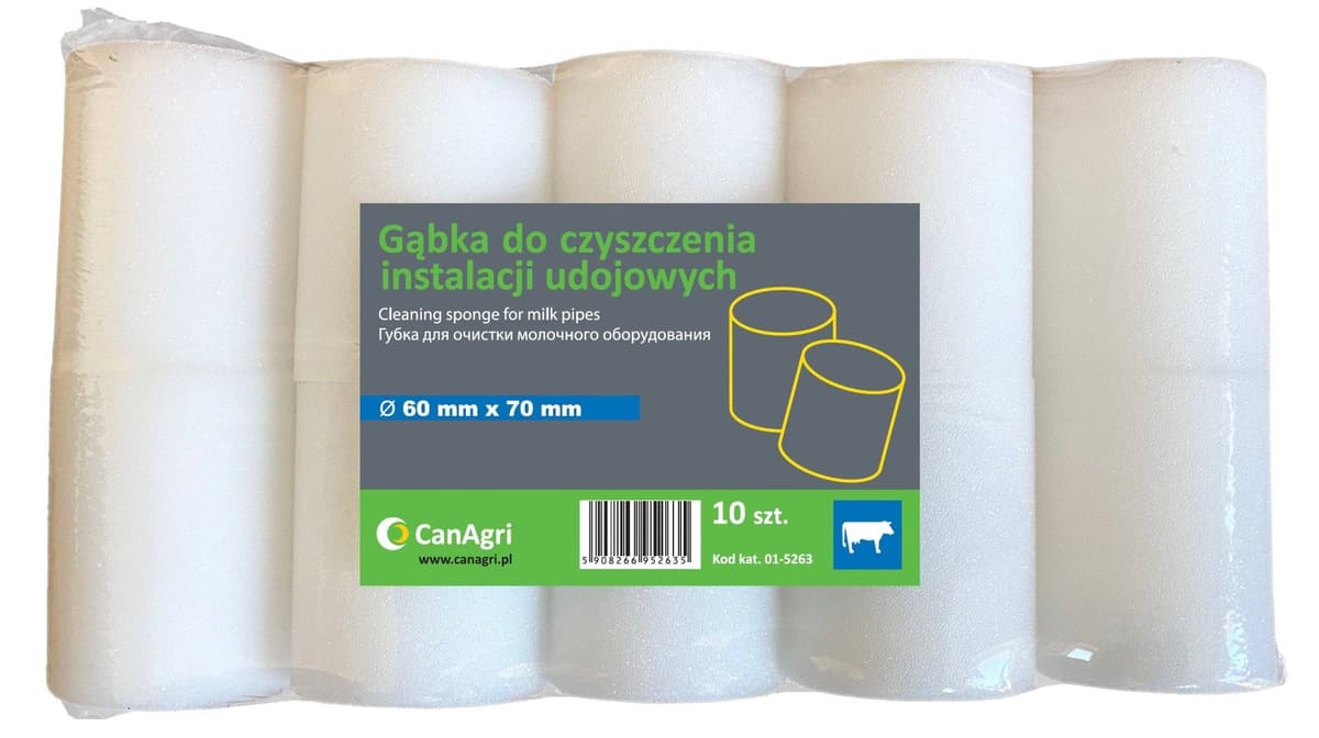 Gąbka do instalacji udojowych 60x70 mm 10 szt. Can Agri