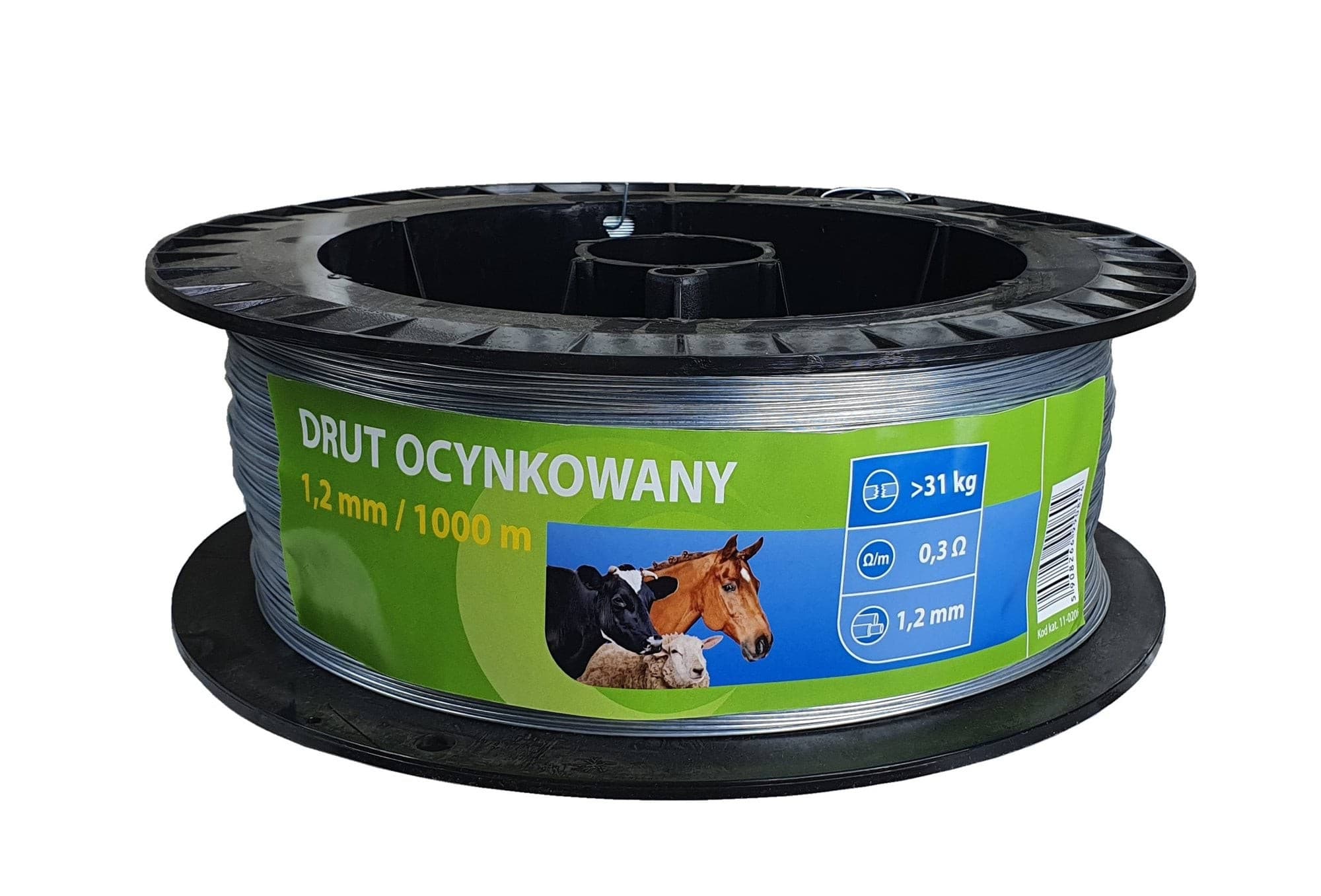 Drut ocynkowany do ogrodzeń elektrycznych dla koni i bydła, 1,2 mm, 1000 m, Can Agri