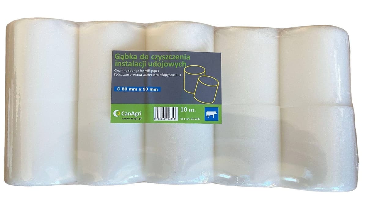 Gąbka do czyszczenia instalacji udojowych 80x90 mm 10 szt. Can Agri