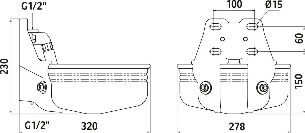 Poidło rurowe dla krów mlecznych, 5 l, stalowe, Kerbl