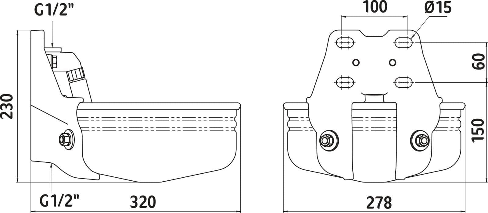 Poidło rurowe dla krów mlecznych, 5 l, stalowe, Kerbl