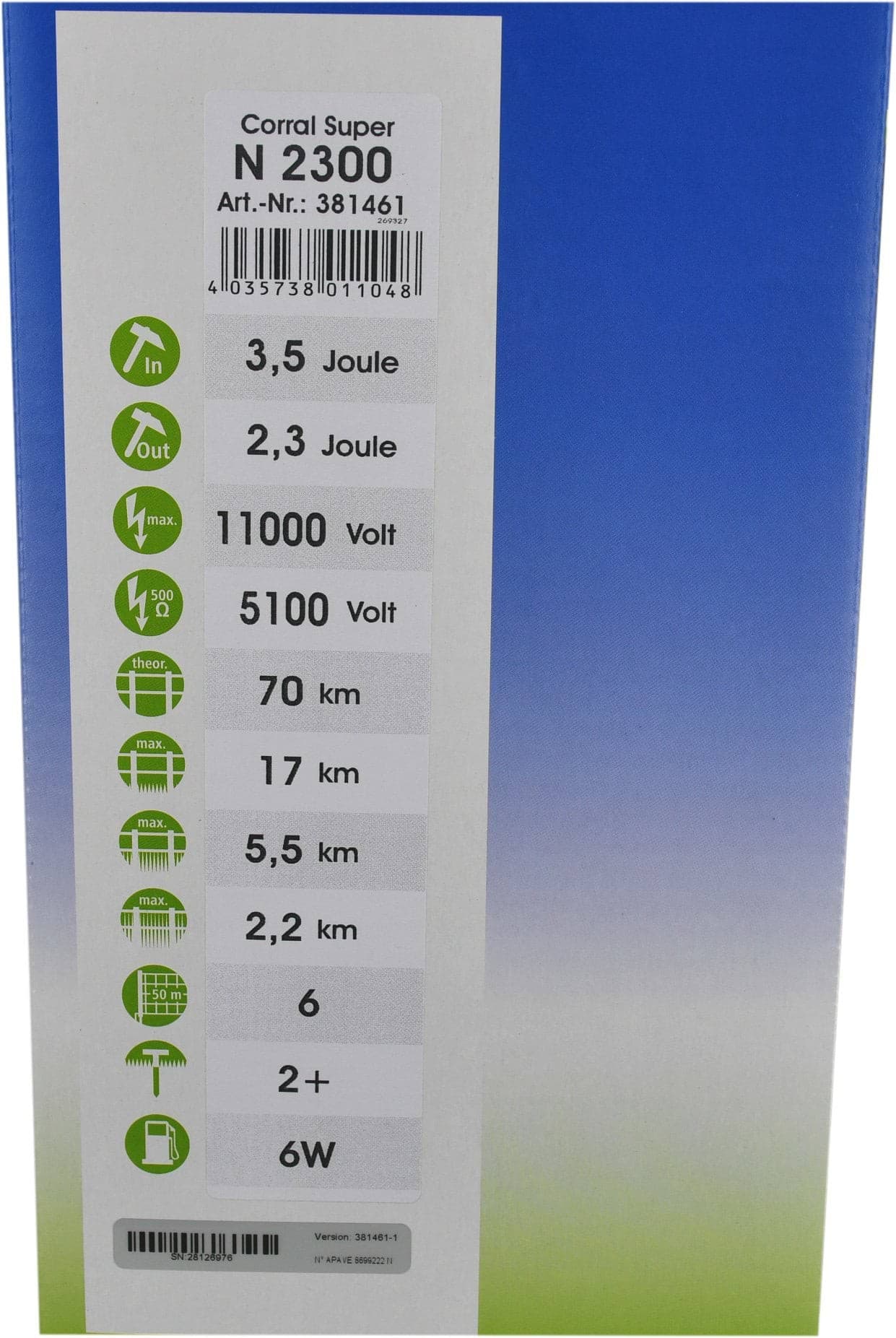 Elektryzator sieciowy Corral N 2300, 3,5 J dla bydła