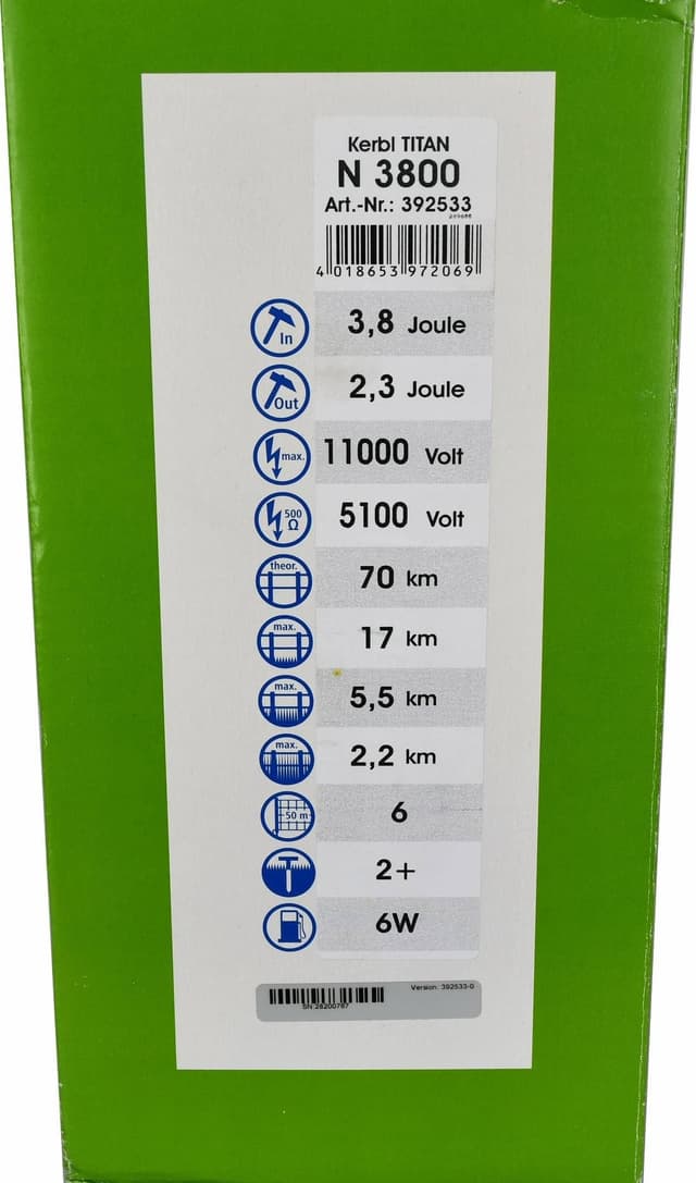 Elektryzator sieciowy TITAN N 3800 dla hodowli, 3,8 J Kerbl
