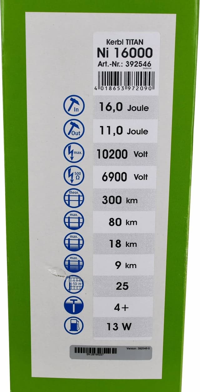 Elektryzator sieciowy TITAN Ni 16000, 16 J dla dużych zwierząt