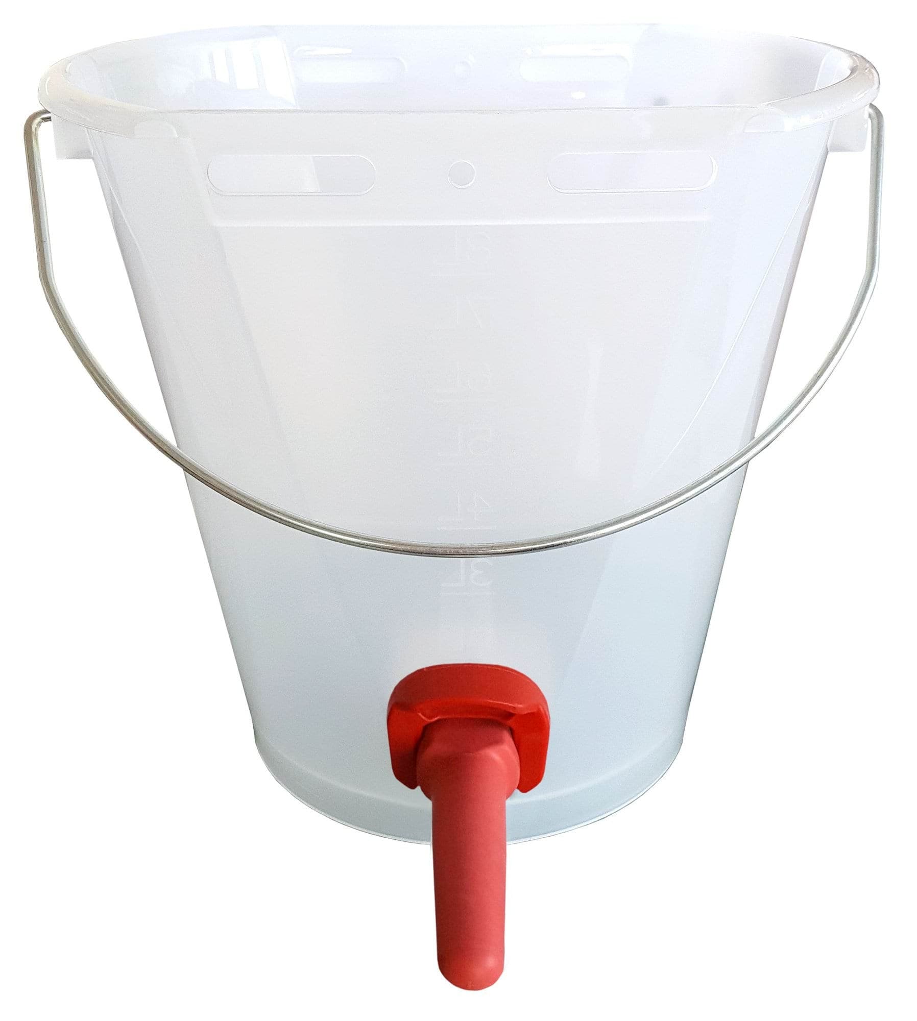 Wiadro do pojenia cieląt z zaworem FixClip i smoczkiem gumowym, 8 l, transparentne, białe, Can Agri