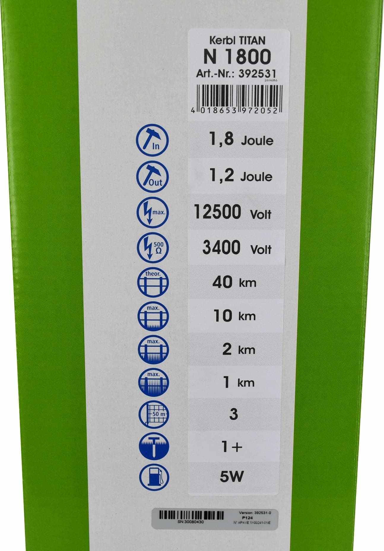 Elektryzator sieciowy Kerbl TITAN N 1800 - dla zwierząt