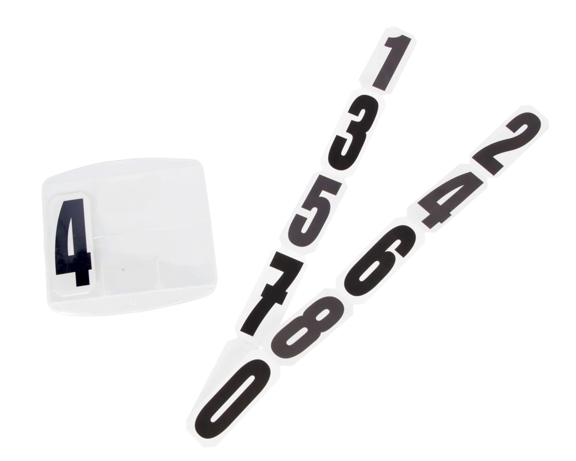 Numer konkursowy 3-miejscowy, mocowany na rzep, biały/czarny, Covalliero