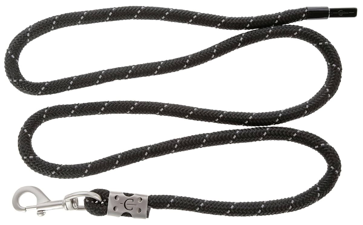 Uwiąz dla konia Reflective 200 cm czarny/srebrny z karabińczykiem