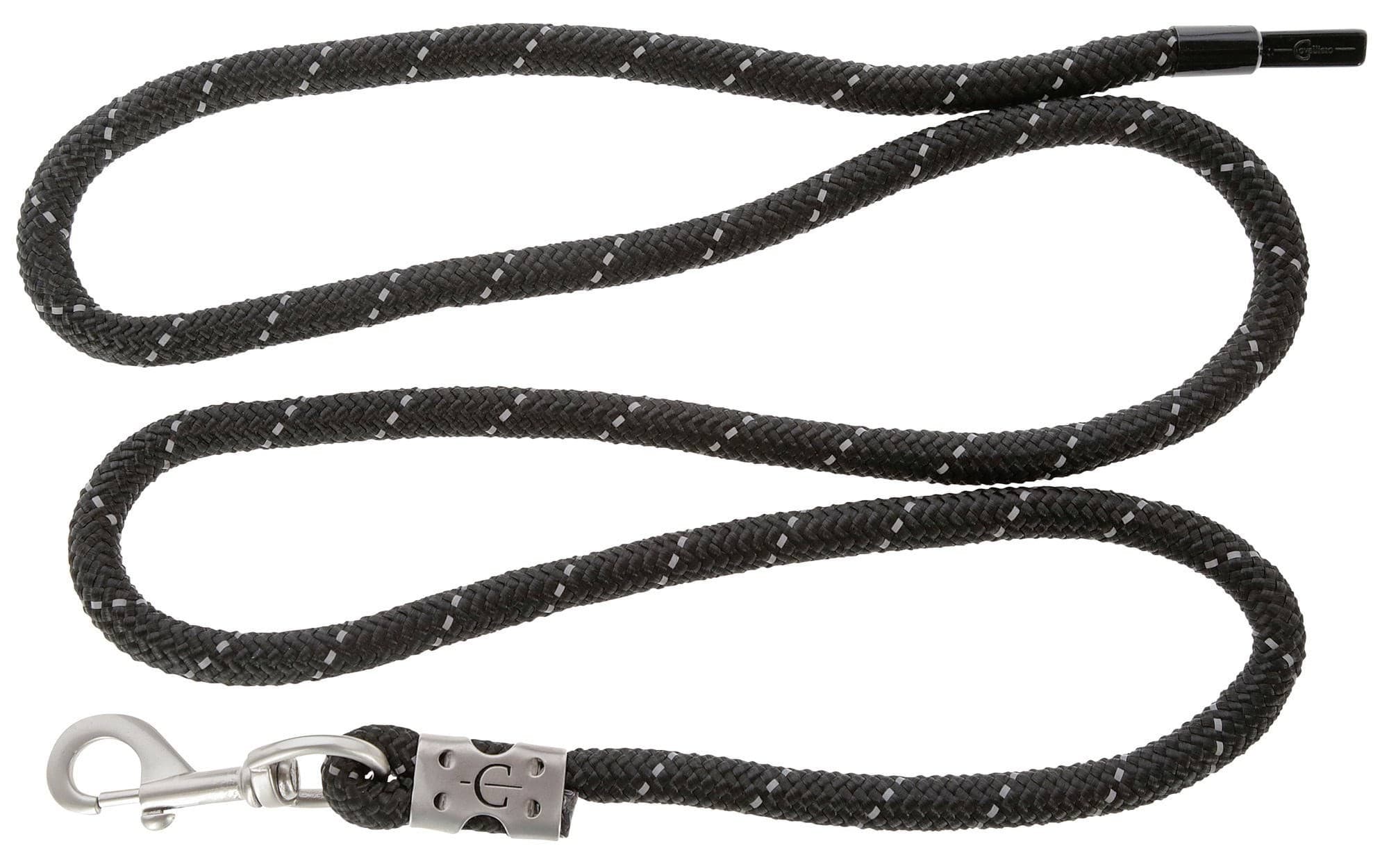 Uwiąz dla konia Reflective 200 cm czarny/srebrny z karabińczykiem