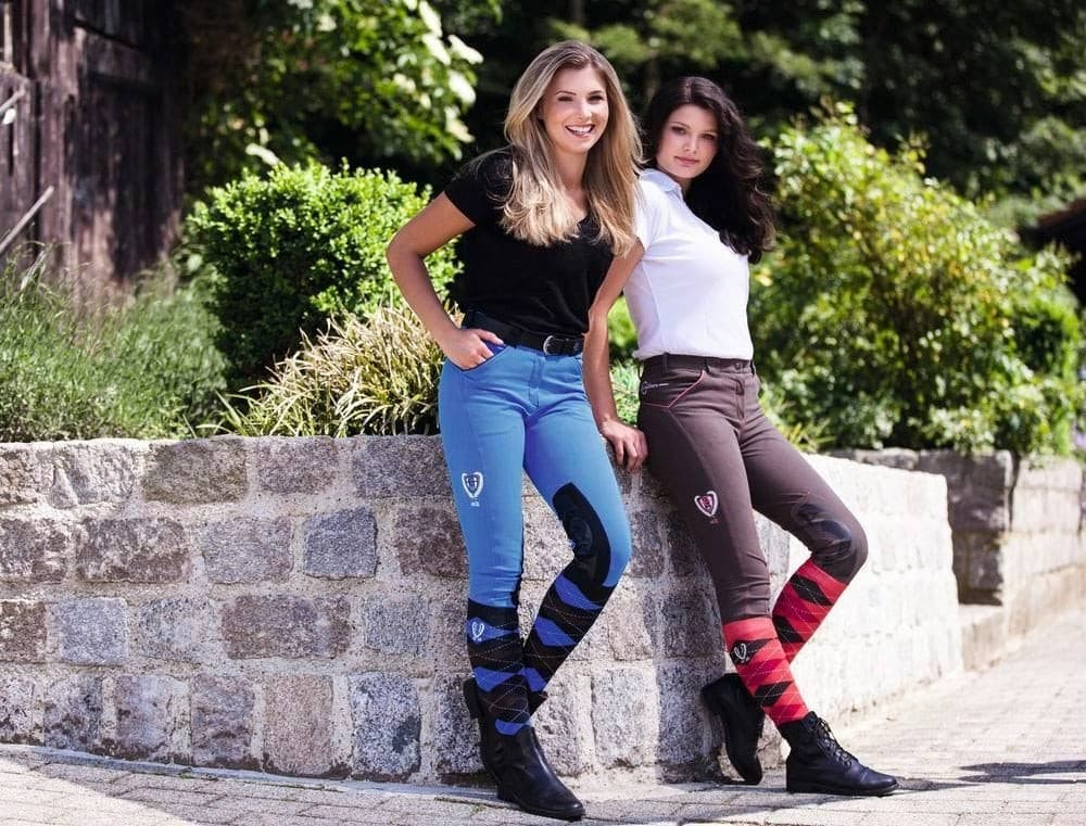 Podkolanówki jeździeckie Brescia, granatowy/czerwony, roz. 40-42