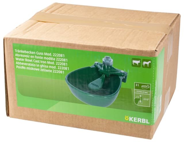 Poidło miskowe żeliwne KERBL PM-6 3L dla bydła i koni oliwkowe