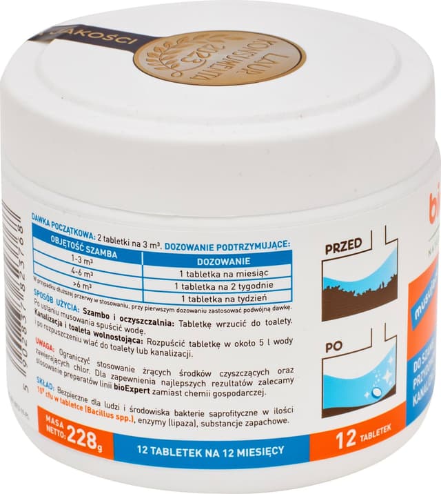 BIO Tabletki do szamba i oczyszczalni, 12 szt. + WC Bio Żel 500 ml, Bio Expert