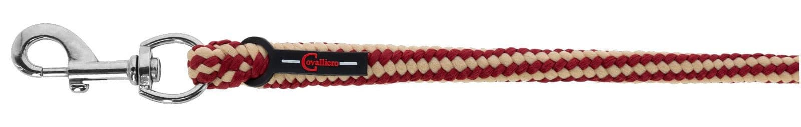 Uwiąz dla konia Hippo 200 cm, czerwony/beżowy, karabińczyk