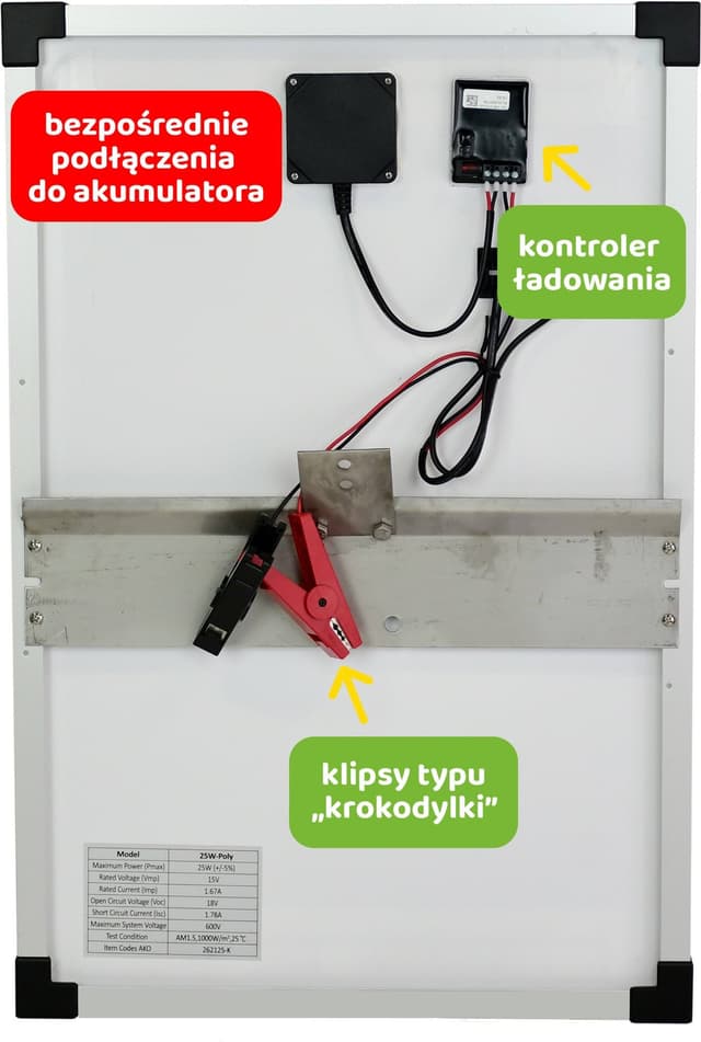 Panel słoneczny 25W Kerbl z regulatorem do akumulatora 12V