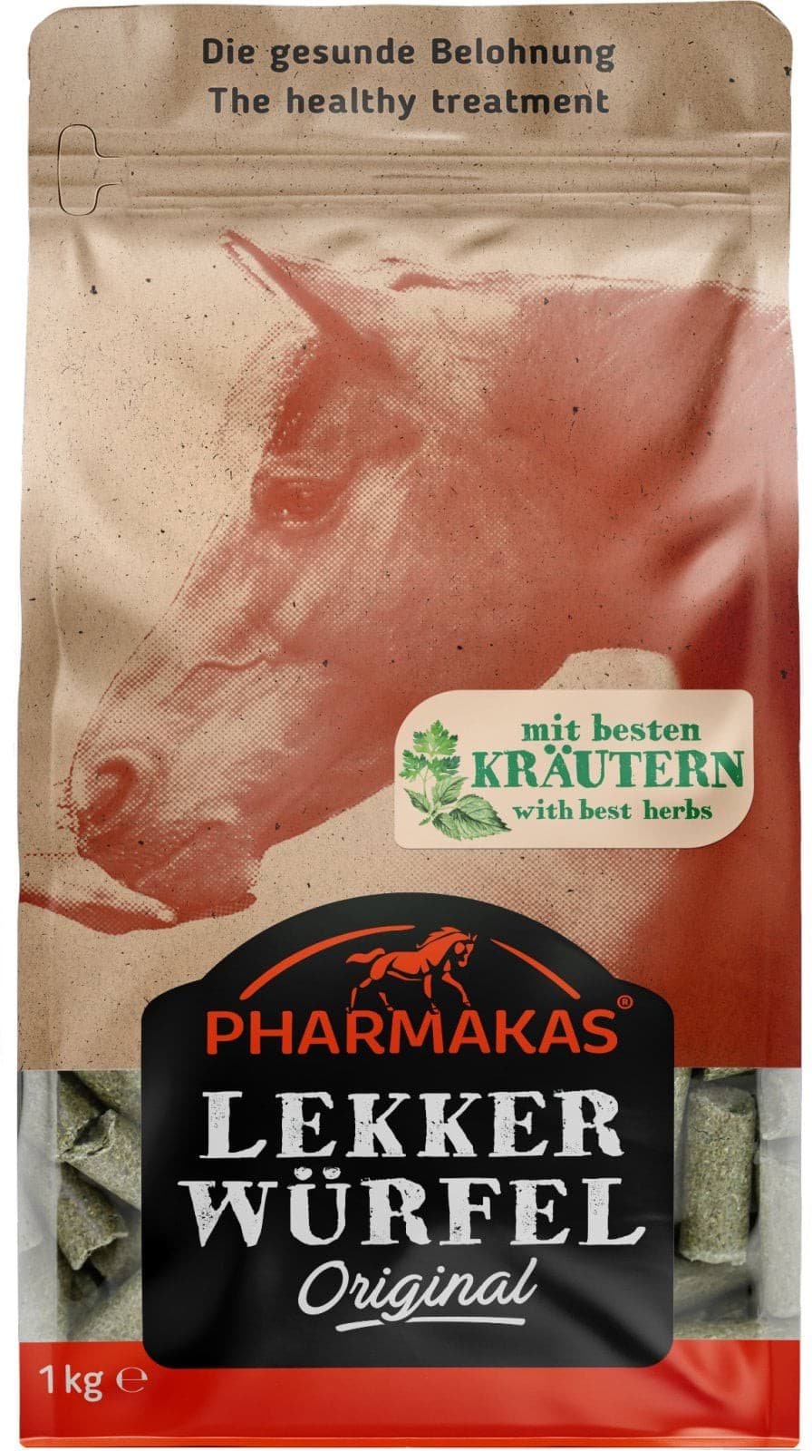 Smakołyki dla konia Lekkerwurfel, zioła, 1 kg, Pharmakas Horse Fitform