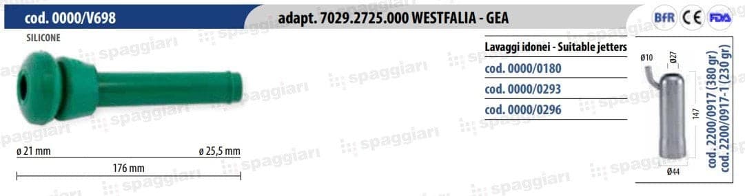 Silikonowa guma strzykowa Westfalia 15 mm, 4szt, Spaggiari