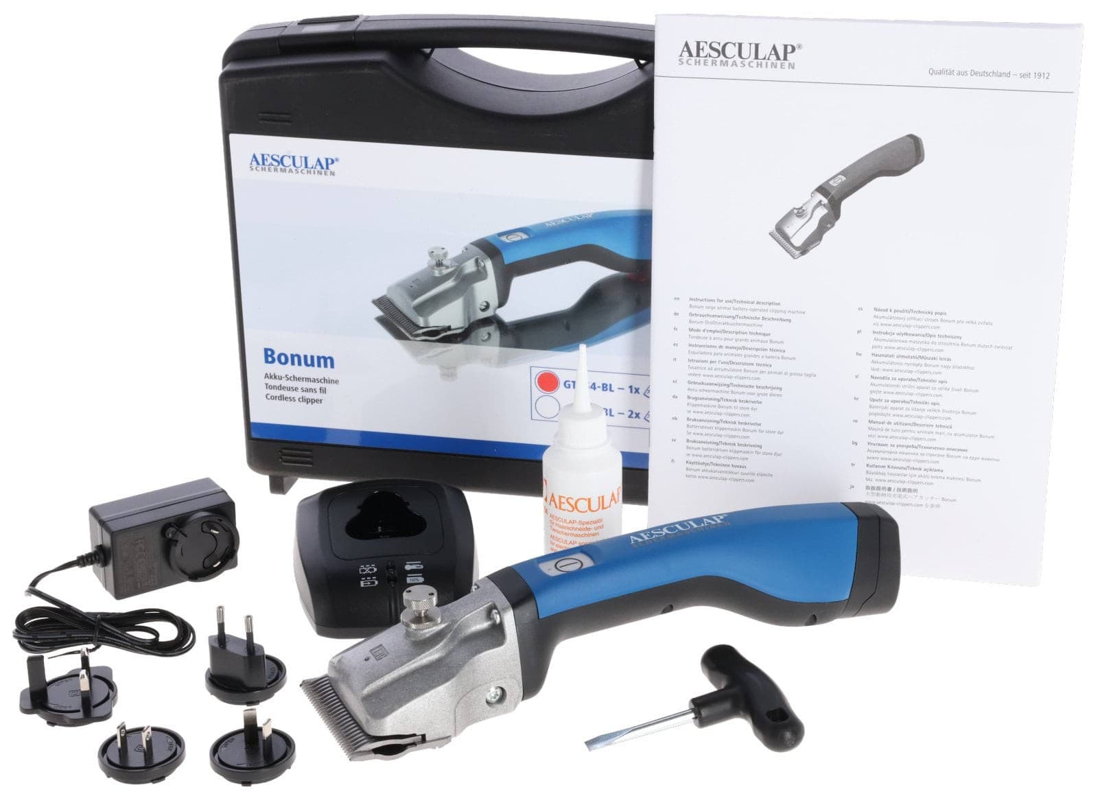 Maszynka do strzyżenia koni Bonum, 1 akumulator, niebieski, Aesculap