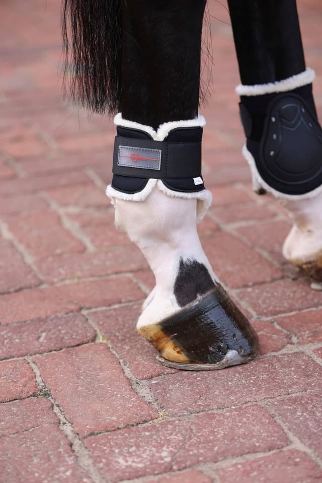 Ochraniacze dla konia TecAir, ze sztucznym futrem, tyły, roz. Cob, Covalliero