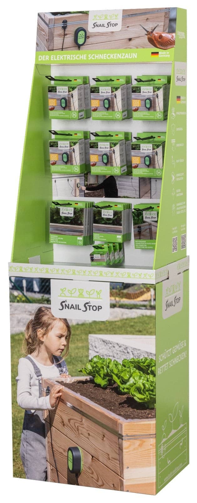 Ekspozytor z pakietem startowym elektryczne ogrodzenie przeciw ślimakom SnailStop, Kerbl