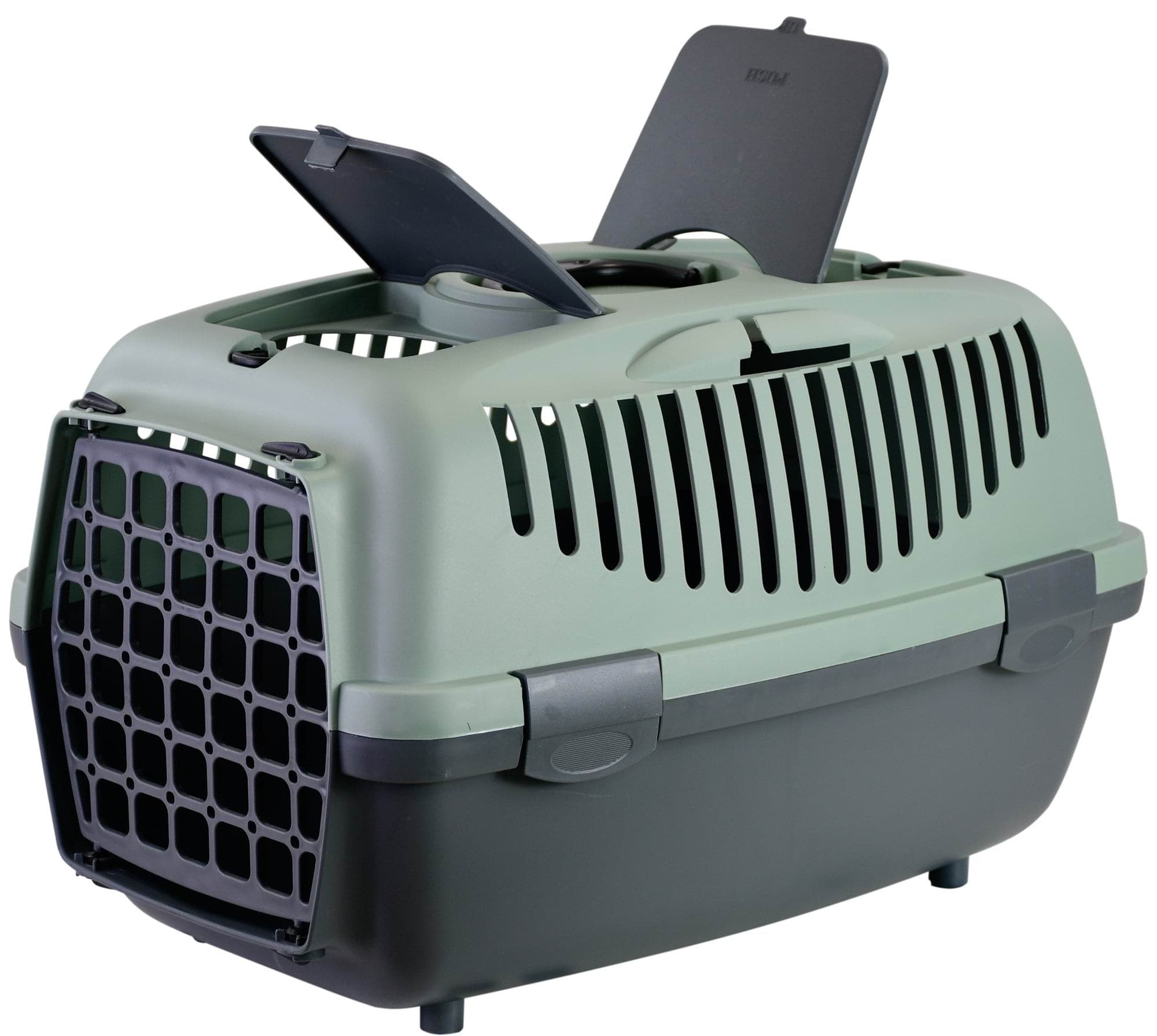 Transporter Gulliver 2 z plastikowymi drzwiczkami 55x36x35 cm szary/zielony