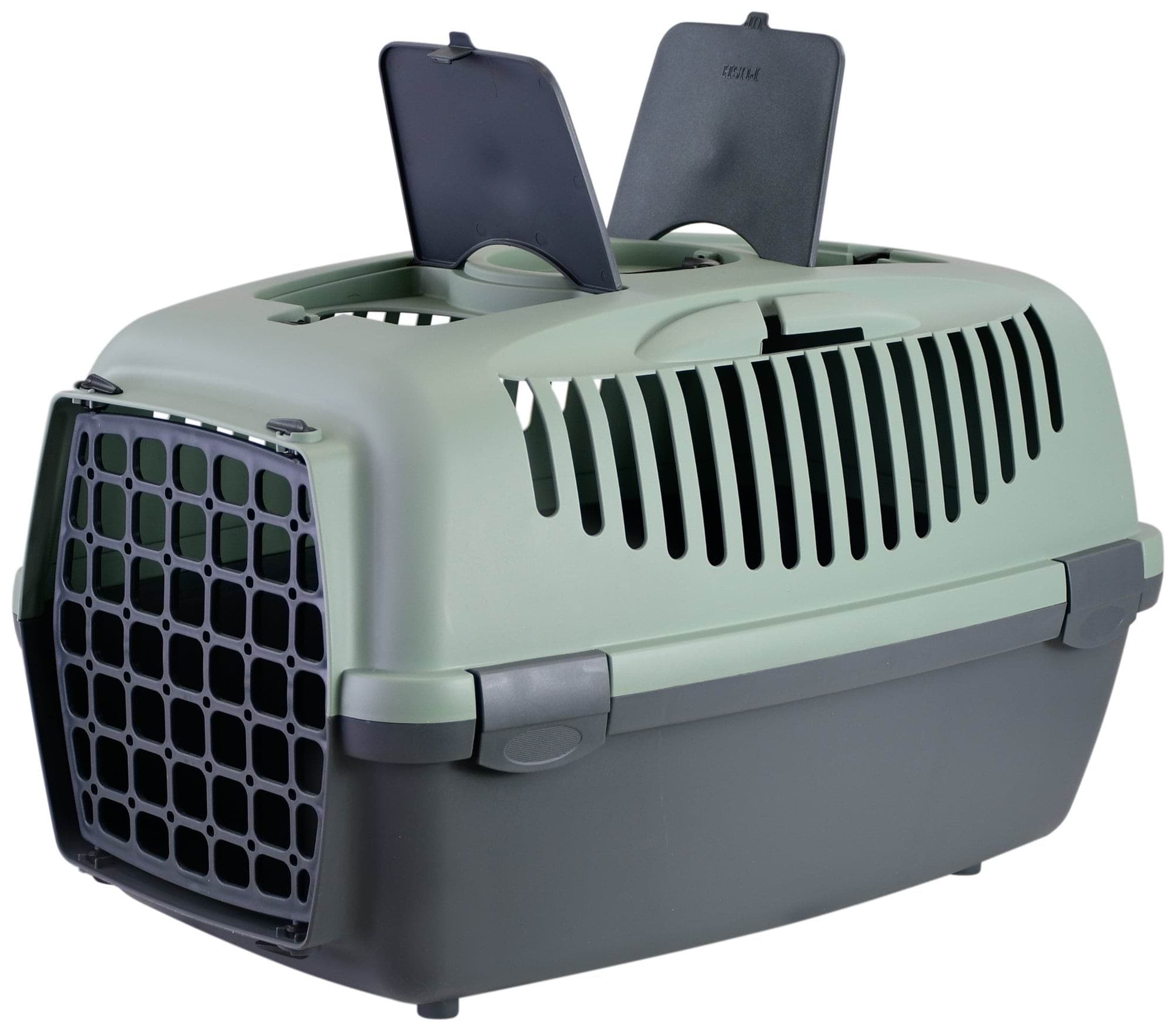 Transporter Gulliver 3 z plastikowymi drzwiczkami, 61 x 40 x 38 cm, szary/zielony, 12 kg, Stefanplas