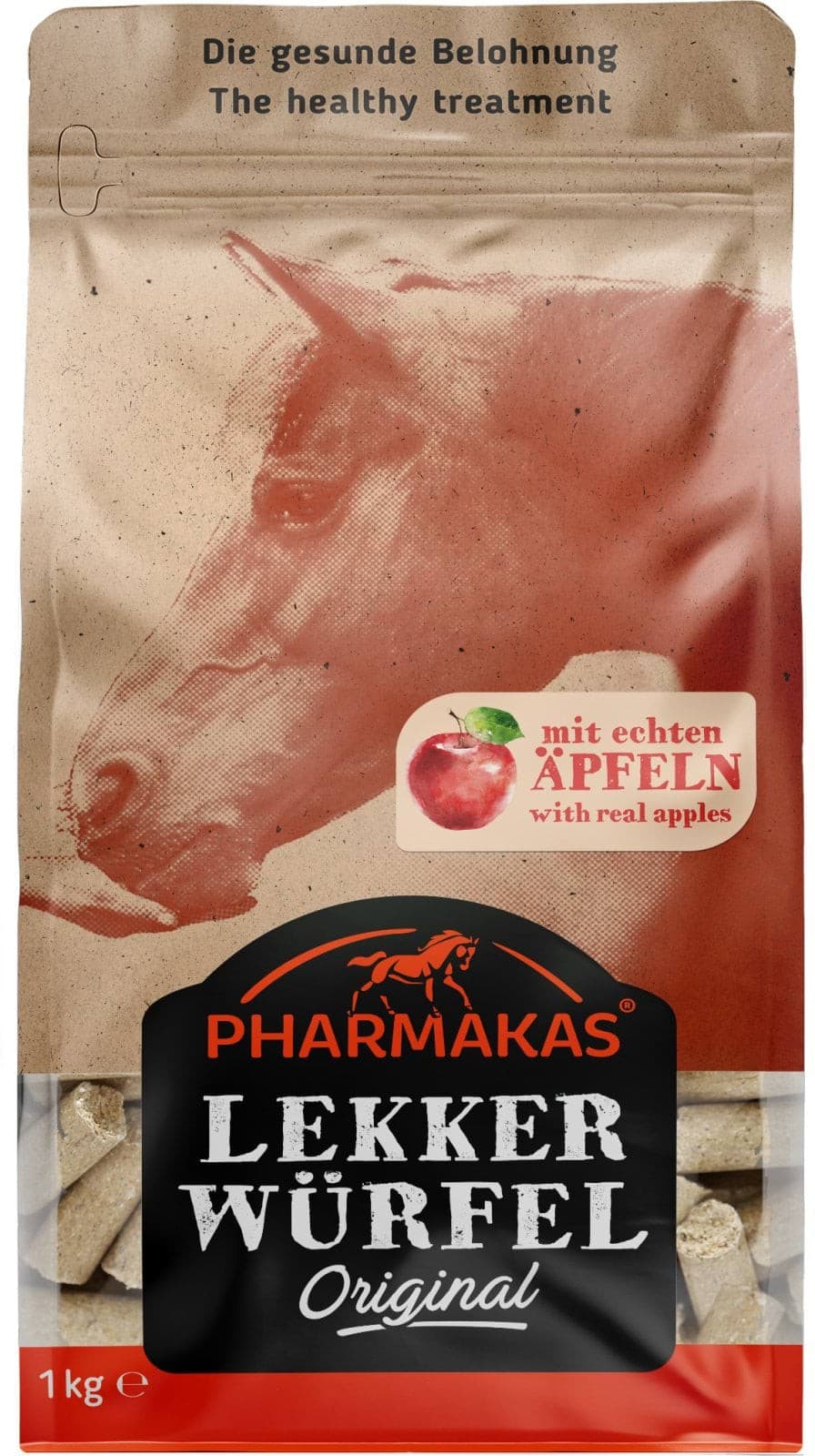 Smakołyki dla konia Lekkerwurfel, jabłko, 1 kg, Pharmakas Horse Fitform