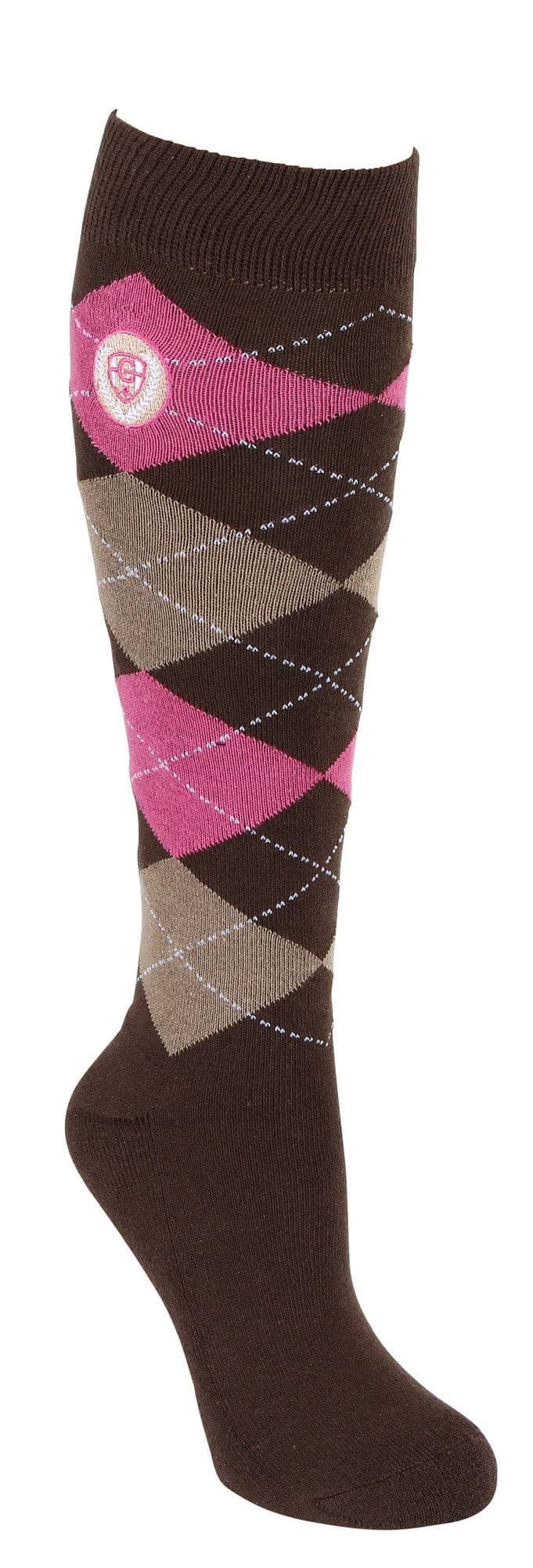 Podkolanówki jeździeckie Brescia brązowe/różowe 34-36 Covalliero