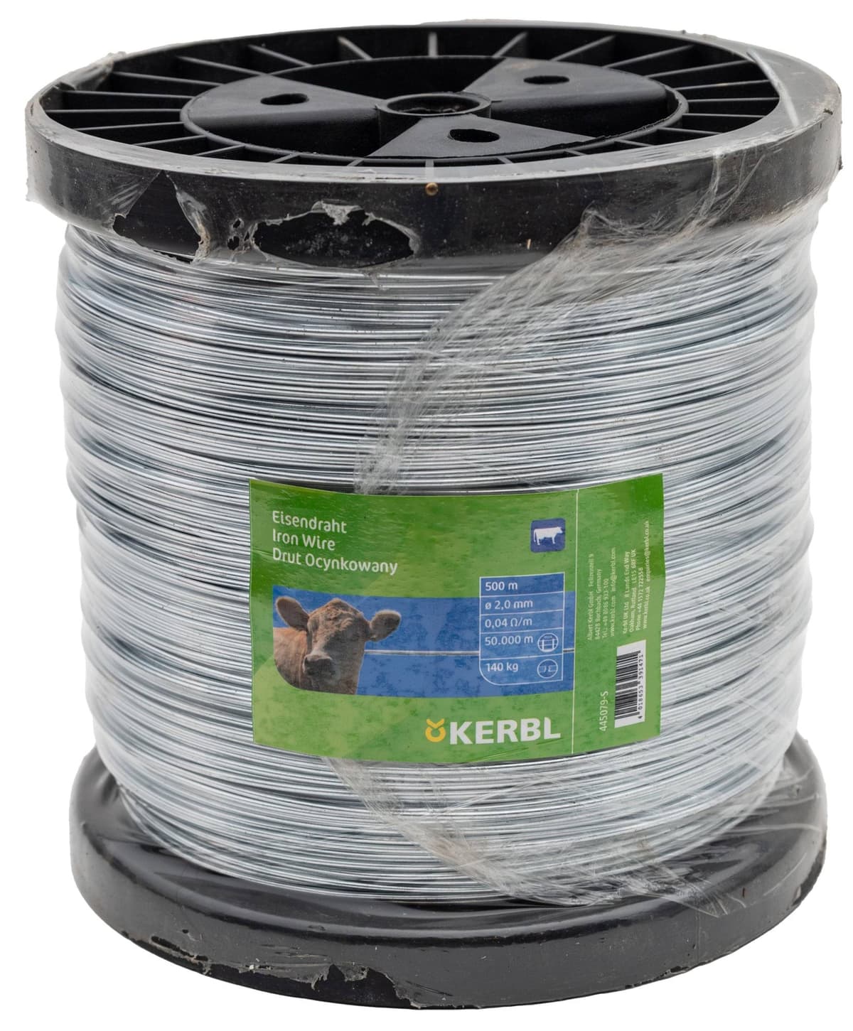 Drut ocynkowany 2,0 mm 500 m, Kerbl, do ogrodzeń elektrycznych
