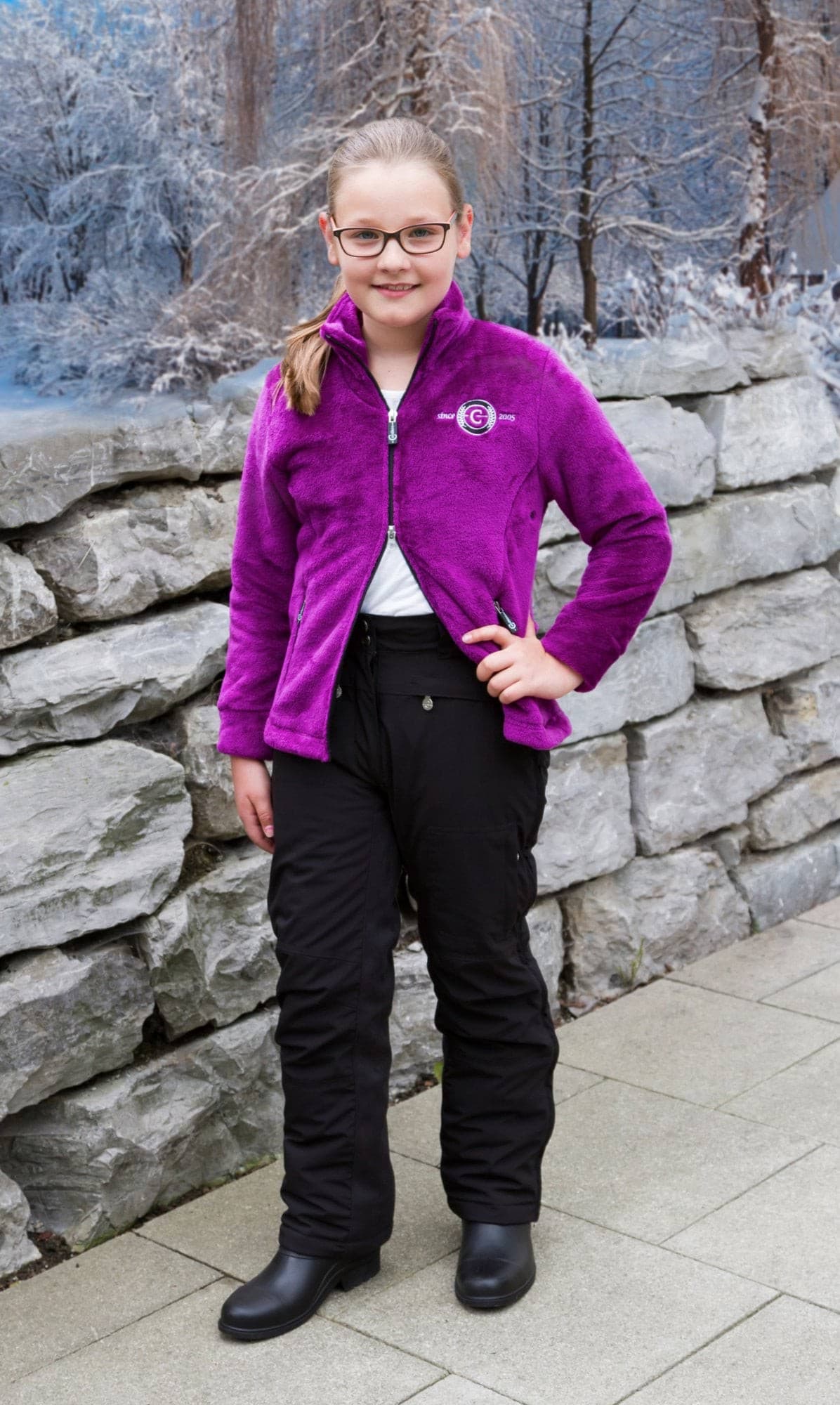 Spodnie-ogrodniczki jeździeckie Alaska, dziecięce, czarny, Covalliero