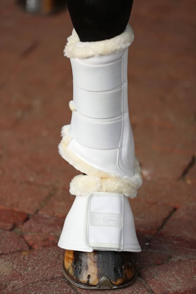 Ochraniacze dla konia Pelisa, ze sztucznym futrem, biały, Covalliero