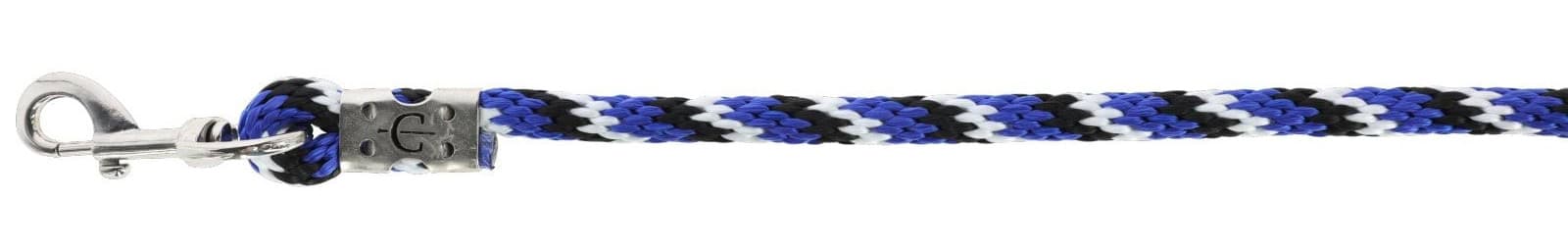 Uwiąz dla konia Mustang z karabińczykiem, 200 cm, niebieski/czarny/biały