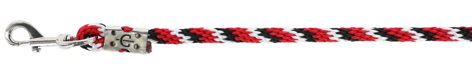 Uwiąz dla konia Mustang, zwykły karabińczyk, czerwony/czarny/biały, 200 cm