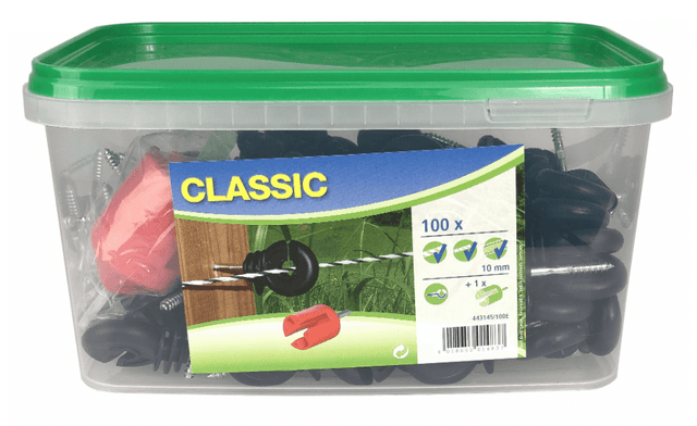 Izolator do drutu i plecionek CLASSIC 100 szt. z pokrętłem KERBL