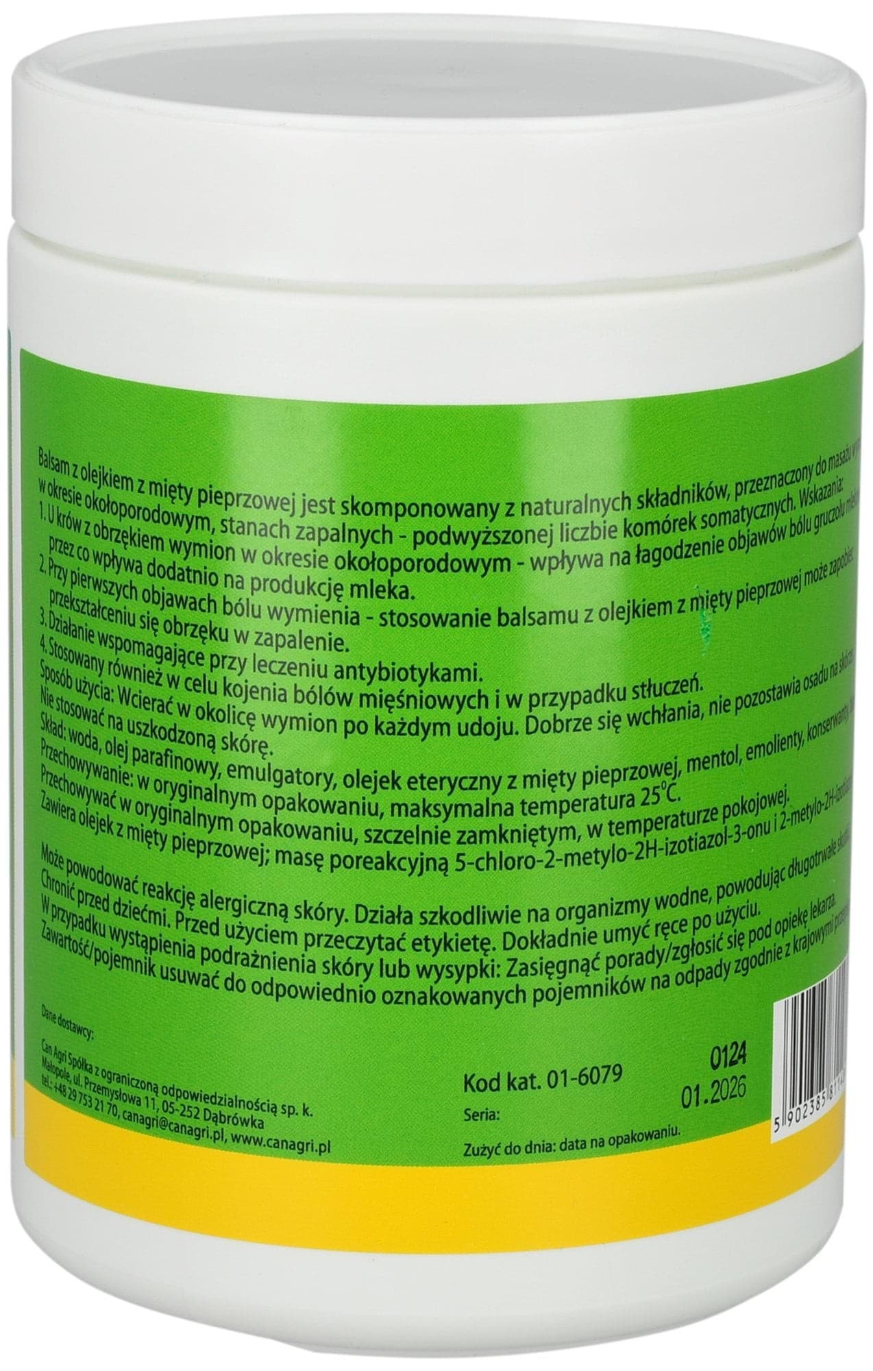Balsam do wymion z olejkiem z mięty pieprzowej 1000 ml Can Agri