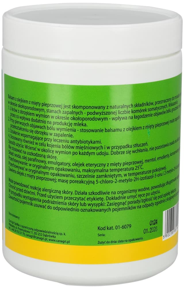 Balsam do wymion z olejkiem z mięty pieprzowej 1000 ml Can Agri