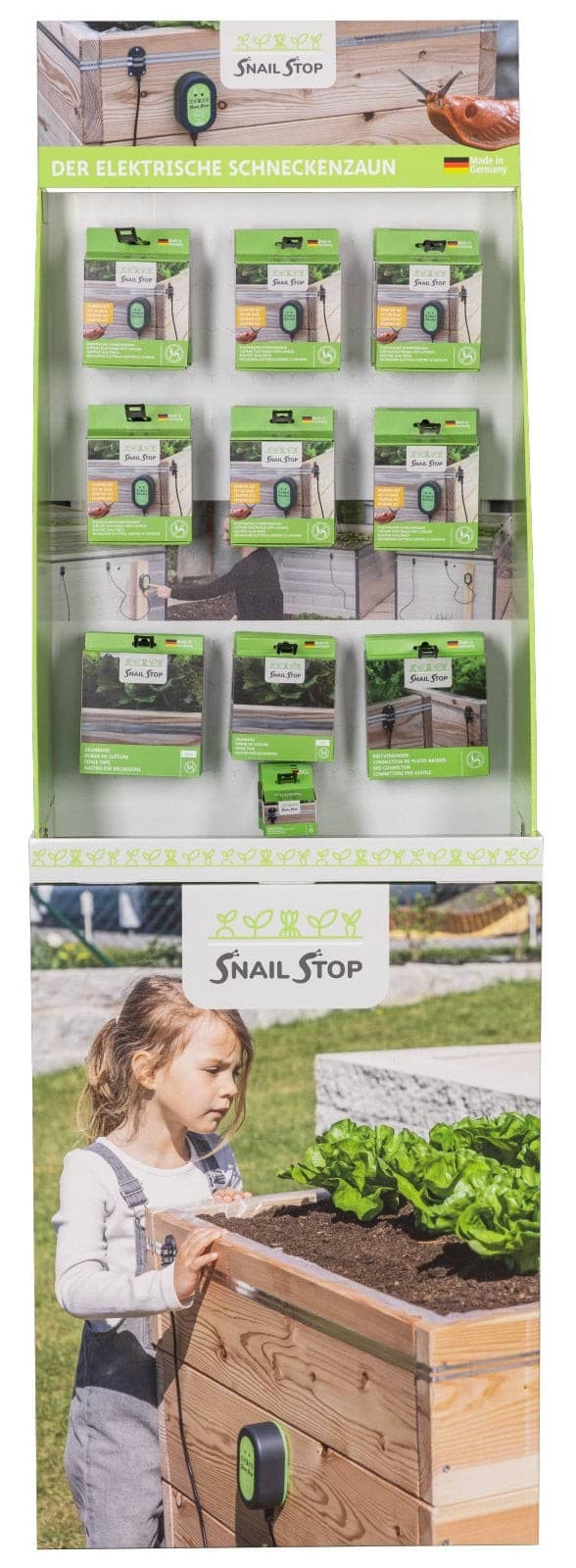 Ekspozytor z pakietem startowym elektryczne ogrodzenie przeciw ślimakom SnailStop, Kerbl