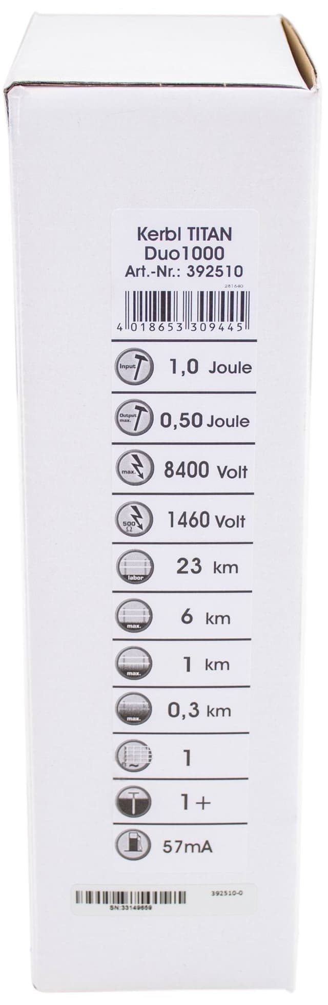 Elektryzator TITAN DUO 1000 dla koni i bydła, 1,0 J